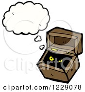 Clipart Of A Thinking Monster In A Box Royalty Free Vector Illustration by lineartestpilot