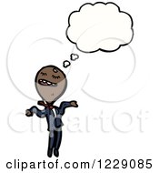 Clipart Of A Thinking Black Businessman Royalty Free Vector Illustration by lineartestpilot