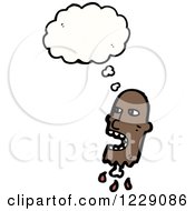 Clipart Of A Thinking Decapitated Black Mans Head Royalty Free Vector Illustration by lineartestpilot