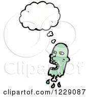 Clipart Of A Thinking Decapitated Zombie Head Royalty Free Vector Illustration