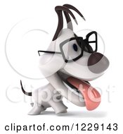 Clipart Of A 3d Bespectacled Jack Russell Terrier Dog Walking Royalty Free Illustration