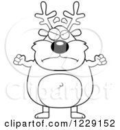 Clipart Of A Black And White Mad Chubby Caribou Reindeer Royalty Free Vector Illustration