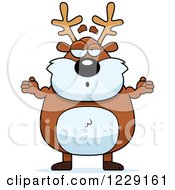Clipart Of A Careless Chubby Caribou Reindeer Shrugging Royalty Free Vector Illustration