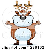 Clipart Of A Mad Chubby Caribou Reindeer Royalty Free Vector Illustration
