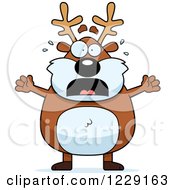 Clipart Of A Scared Chubby Caribou Reindeer Royalty Free Vector Illustration