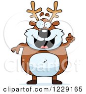 Clipart Of A Smart Chubby Caribou Reindeer With An Idea Royalty Free Vector Illustration
