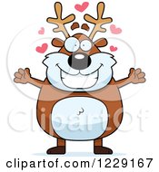 Clipart Of A Loving Chubby Caribou Reindeer Wanting A Hug Royalty Free Vector Illustration by Cory Thoman
