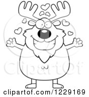 Clipart Of A Black And White Loving Chubby Moose Wanting A Hug Royalty Free Vector Illustration