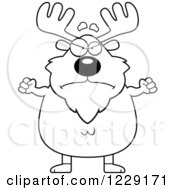 Clipart Of A Black And White Mad Chubby Moose With Fisted Hands Royalty Free Vector Illustration