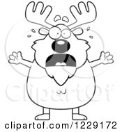 Clipart Of A Black And White Scared Chubby Moose Royalty Free Vector Illustration