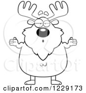 Clipart Of A Black And White Careless Shrugging Chubby Moose Royalty Free Vector Illustration