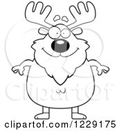 Clipart Of A Black And White Happy Chubby Moose Royalty Free Vector Illustration