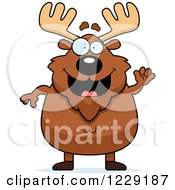 Clipart Of A Friendly Chubby Moose Waving Royalty Free Vector Illustration by Cory Thoman