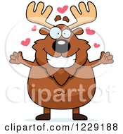 Clipart Of A Loving Chubby Moose Wanting A Hug Royalty Free Vector Illustration by Cory Thoman