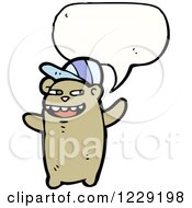 Clipart Of A Talking Bear Wearing A Hat Royalty Free Vector Illustration