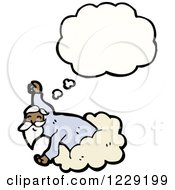 Clipart Of A Thinking Man In A Cloud Royalty Free Vector Illustration