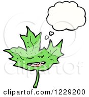 Clipart Of A Thinking Green Leaf Royalty Free Vector Illustration