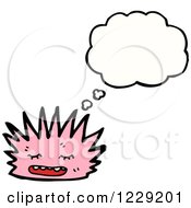 Clipart Of A Thinking Pink Monster Royalty Free Vector Illustration