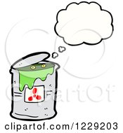 Clipart Of A Thinking Radioactive Can Royalty Free Vector Illustration