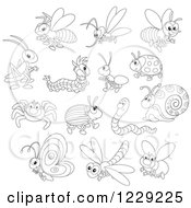 Poster, Art Print Of Outlined Happy Insects
