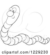 Clipart Of An Outlined Happy Earth Worm Royalty Free Vector Illustration by Alex Bannykh