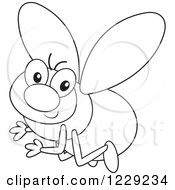 Clipart Of An Outlined Happy House Fly Royalty Free Vector Illustration