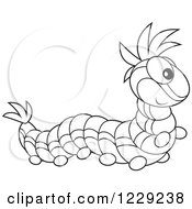 Clipart Of An Outlined Happy Caterpillar Royalty Free Vector Illustration by Alex Bannykh