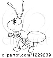 Clipart Of An Outlined Happy Ant Royalty Free Vector Illustration
