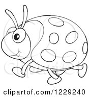 Poster, Art Print Of Outlined Happy Ladybug