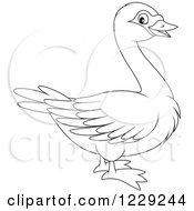 Clipart Of An Outlined Cute Swan Royalty Free Vector Illustration