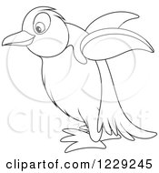Clipart Of An Outlined Cute Penguin Royalty Free Vector Illustration