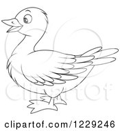 Clipart Of An Outlined Cute Goose Royalty Free Vector Illustration by Alex Bannykh