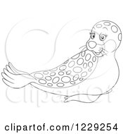 Clipart Of An Outlined Cute Seal Royalty Free Vector Illustration by Alex Bannykh
