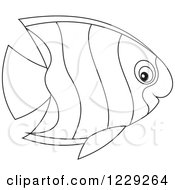 Clipart Of An Outlined Marine Fish Royalty Free Vector Illustration