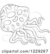 Clipart Of An Outlined Jellyfish Royalty Free Vector Illustration by Alex Bannykh