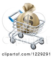 Poster, Art Print Of Dollar Money Bag In A Shopping Cart