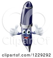Clipart Of A Happy Pen Character Holding Two Thumbs Up Royalty Free Vector Illustration