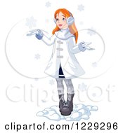 Poster, Art Print Of Red Haired Girl Holding Her Hands Out In The Snow