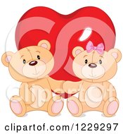 Poster, Art Print Of Cute Teddy Bear Couple In Front Of A Valentine Heart