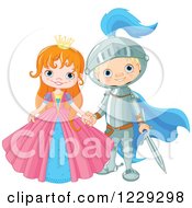 Happy Fairy Tale Fantasy Princess And Knight Holding Hands