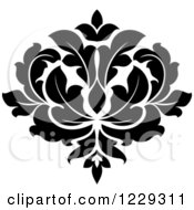 Clipart Of A Black And White Arabesque Damask Design 5 Royalty Free Vector Illustration