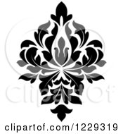 Clipart Of A Black And White Arabesque Damask Design Royalty Free Vector Illustration