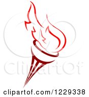 Clipart Of A Flaming Red Torch 3 Royalty Free Vector Illustration