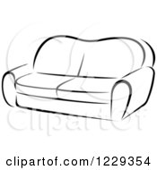 Clipart Of A Black And White Sofa Royalty Free Vector Illustration