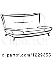 Clipart Of A Black And White Sofa Royalty Free Vector Illustration
