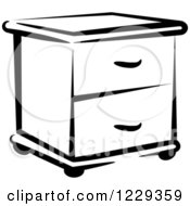 Clipart Of A Black And White End Table Royalty Free Vector Illustration