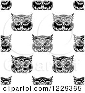 Clipart Of A Seamless Pattern Background Of Owls In Black And White 4 Royalty Free Vector Illustration