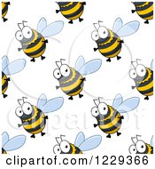 Clipart Of A Seamless Happy Bee Pattern Background Royalty Free Vector Illustration