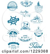 Clipart Of Blue Travel Designs Royalty Free Vector Illustration