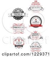 Clipart Of Vintage Premium Quality Guarantee Labels Royalty Free Vector Illustration